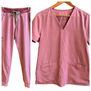 Figs Scrub Set Womens Catarina One Pocket Top Zamora Jogger Pant Mauve Medical M